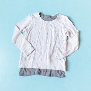 Monrow Heather Gray Knit Crewneck Layered Long Sleeve Pullover Shirt Size Medium